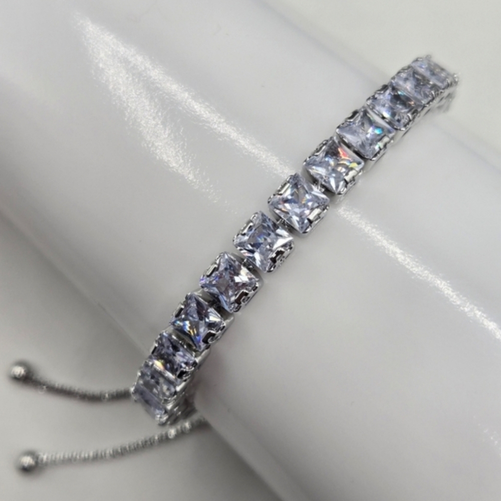 Swarovski Elements Silver Slide Bracelet Made with Swarovski Crystals